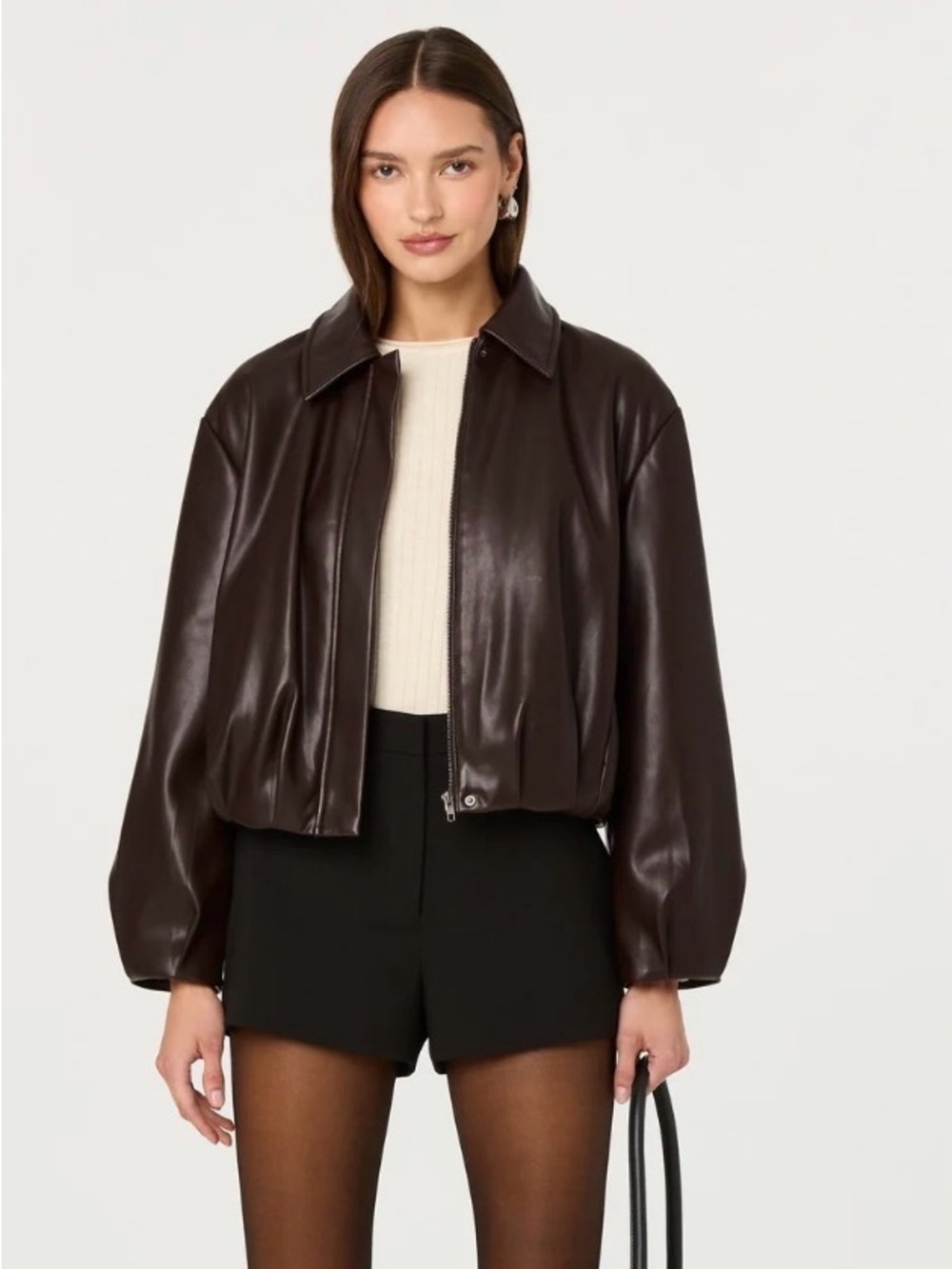 ASTR the Label Raevin Faux Leather Bomber Jacket XS Brown- ✨very lightly worn